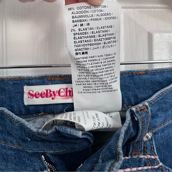 See by Chloe Size 25 Embroidered Straight-Leg Cropped Jeans- Blue (FLAWED) - Picture 12 of 15